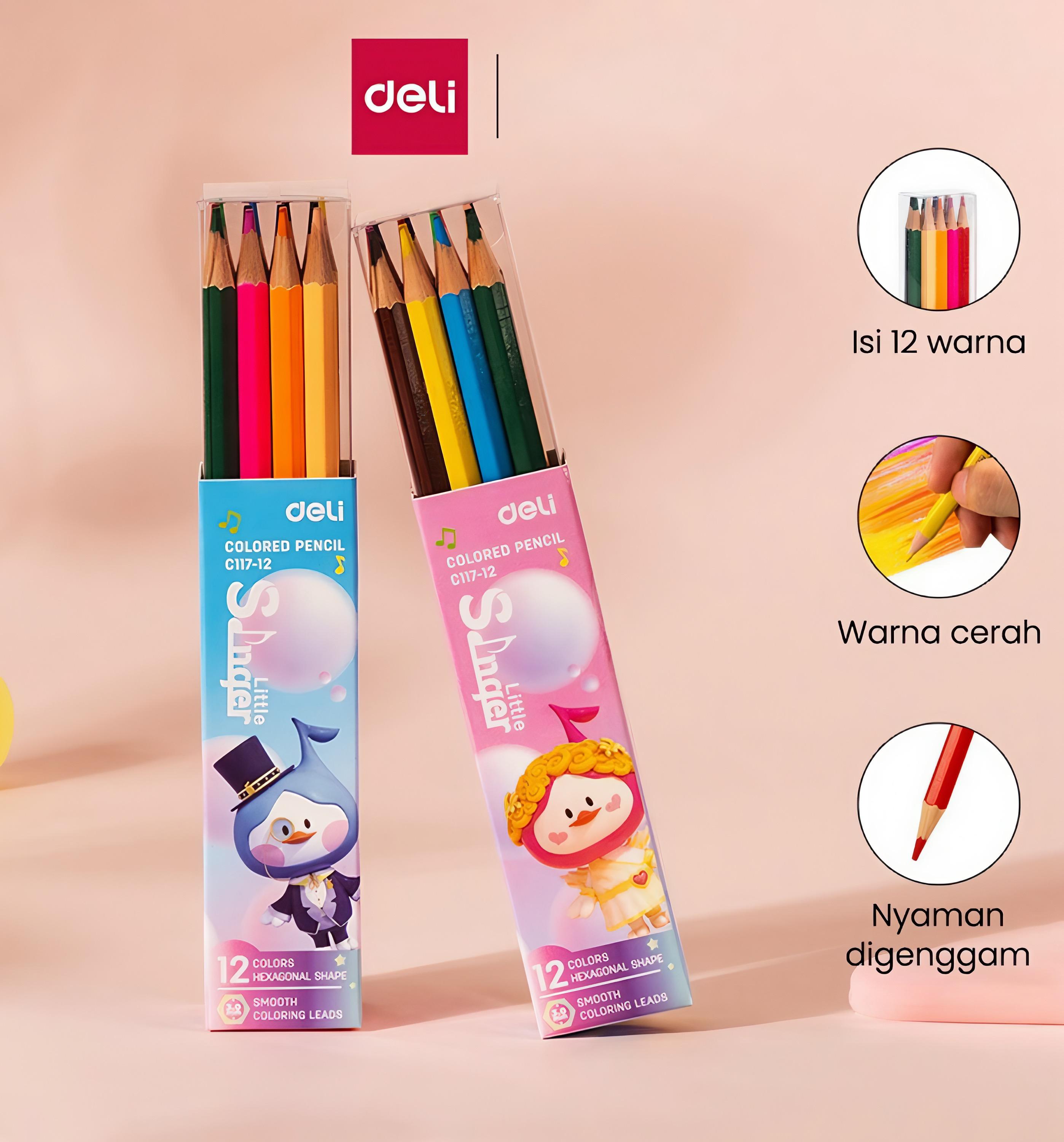 crayons de couleur de 12 couleurs de la marque Deli ref C117-12