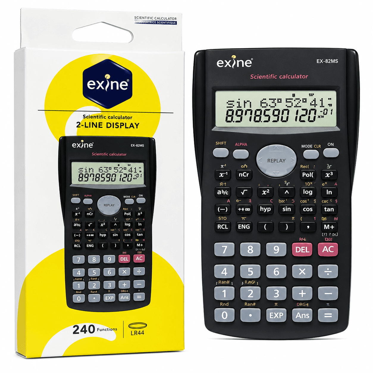CALCULATRICE SCIENTIFIQUE 82MS 240 Functions EXINE NOIR IB-82MS