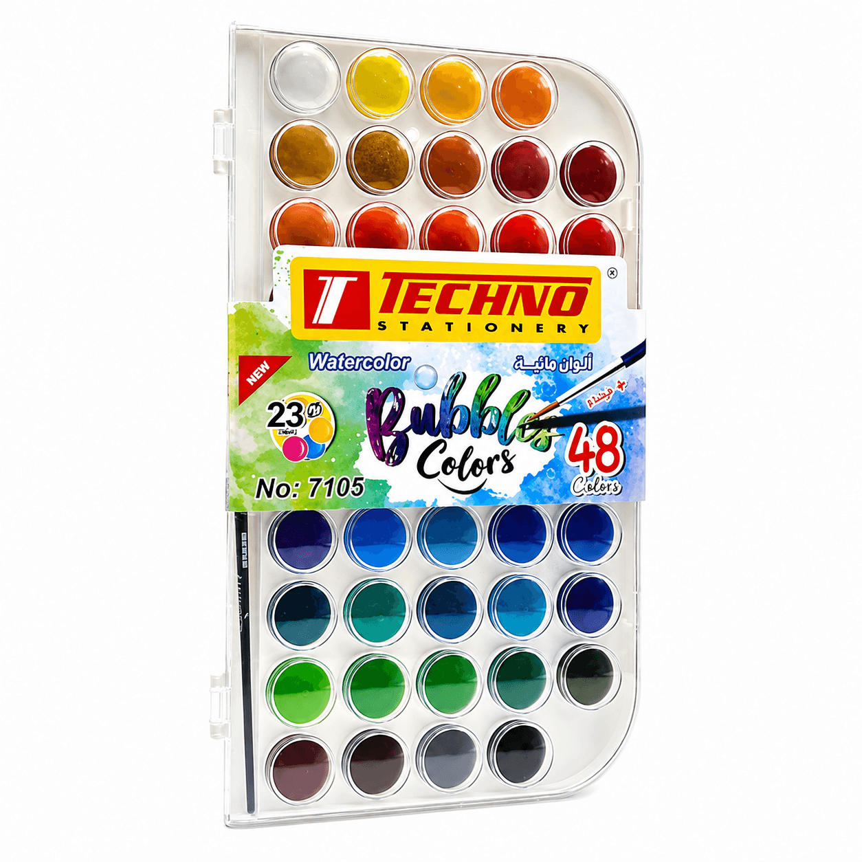 AQUARELLE BUBBLES COLORS 48 PASTILLES 23MM+PINCEAU TECHNO 7105