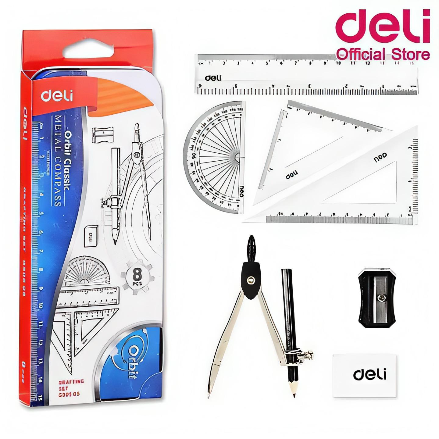 ENSEMBLE GEOMETRIQUE EN BOITE METALIQUE POUR ETUDIANT ORBITE DELI 30505